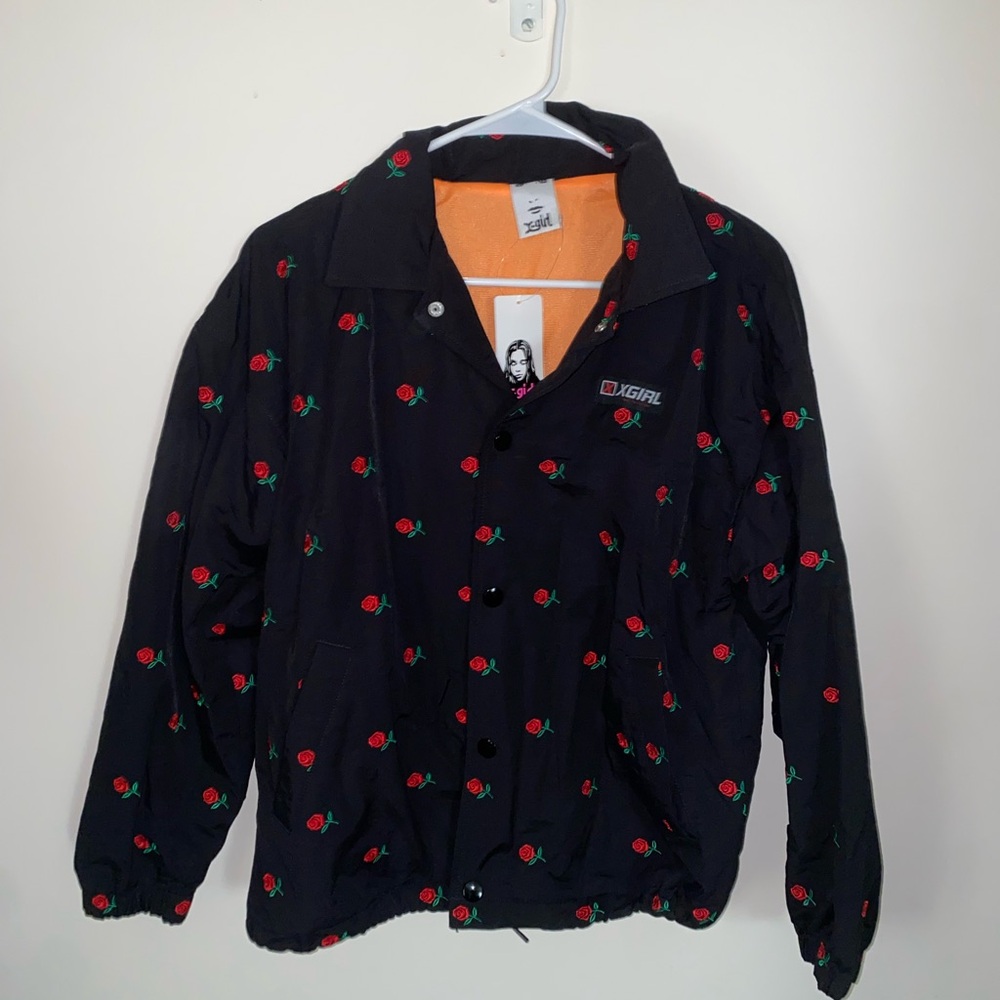 DGK Black Jacket with Red Rose Accents